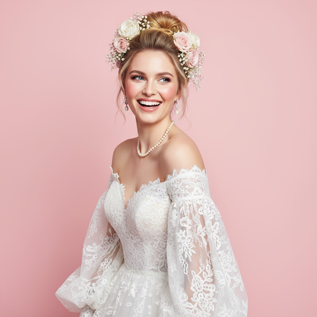 Bridal Updo with Flowers Ideas